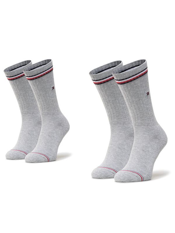 Tommy Hilfiger Tommy Hilfiger Комплект 2 чифта дълги чорапи мъжки 100001096 Сив