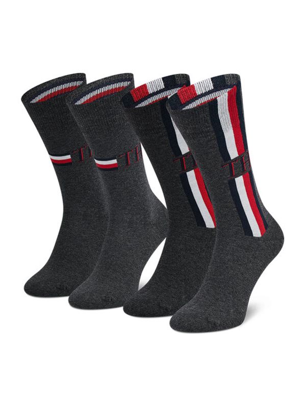 Tommy Hilfiger Tommy Hilfiger Комплект 2 чифта дълги чорапи мъжки 100001492 Сив