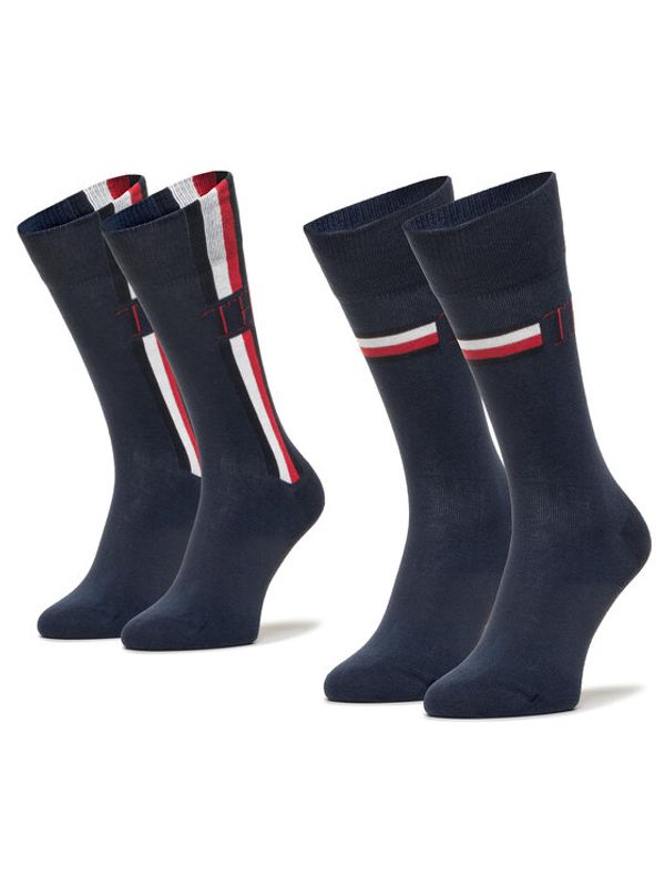 Tommy Hilfiger Tommy Hilfiger Комплект 2 чифта дълги чорапи мъжки 100001492 Тъмносин