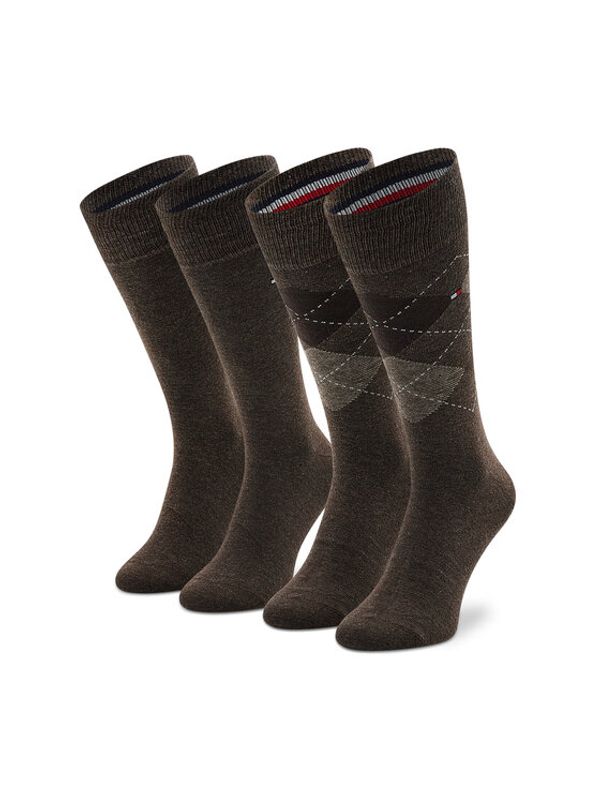 Tommy Hilfiger Tommy Hilfiger Комплект 2 чифта дълги чорапи мъжки 100001495 Кафяв