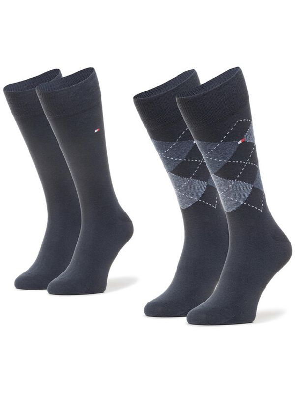 Tommy Hilfiger Tommy Hilfiger Комплект 2 чифта дълги чорапи мъжки 100001495 Тъмносин