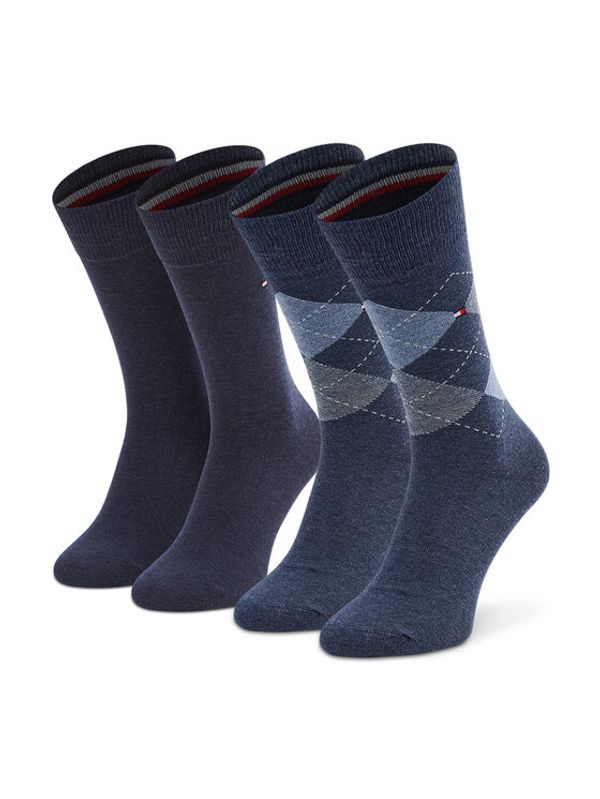 Tommy Hilfiger Tommy Hilfiger Комплект 2 чифта дълги чорапи мъжки 100001495 Тъмносин