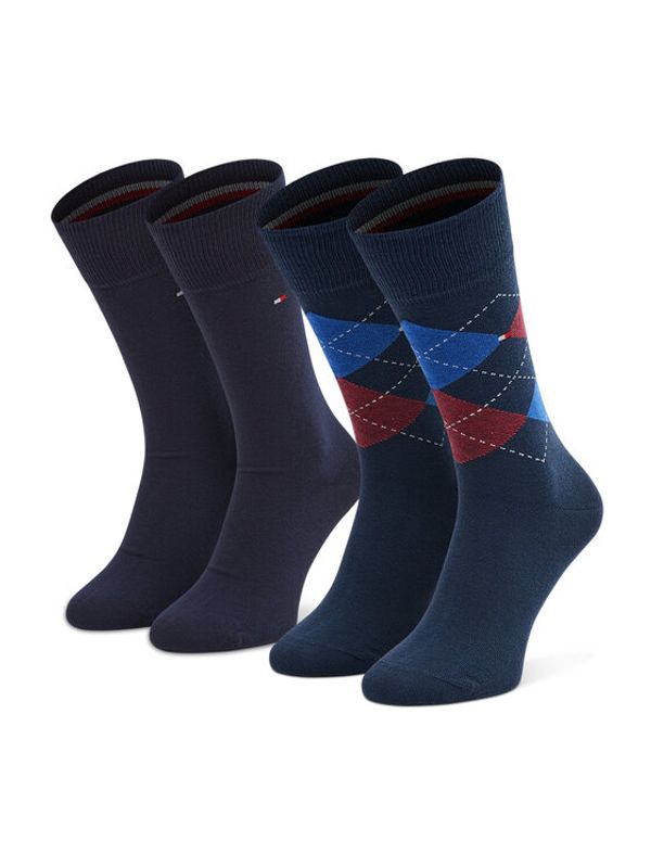 Tommy Hilfiger Tommy Hilfiger Комплект 2 чифта дълги чорапи мъжки 100001495 Тъмносин