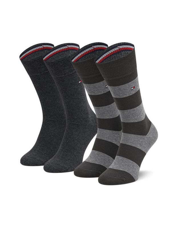 Tommy Hilfiger Tommy Hilfiger Комплект 2 чифта дълги чорапи мъжки 342021001 Сив
