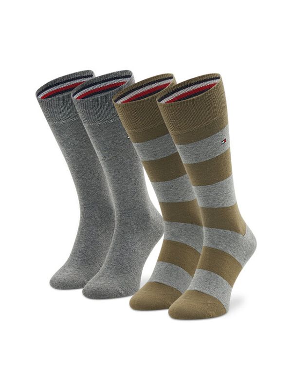 Tommy Hilfiger Tommy Hilfiger Комплект 2 чифта дълги чорапи мъжки 342021001 Сив