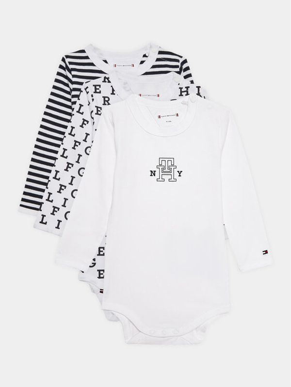 Tommy Hilfiger Tommy Hilfiger Комплект от 3 броя детски бодита KN0KN01682 Бял Regular Fit