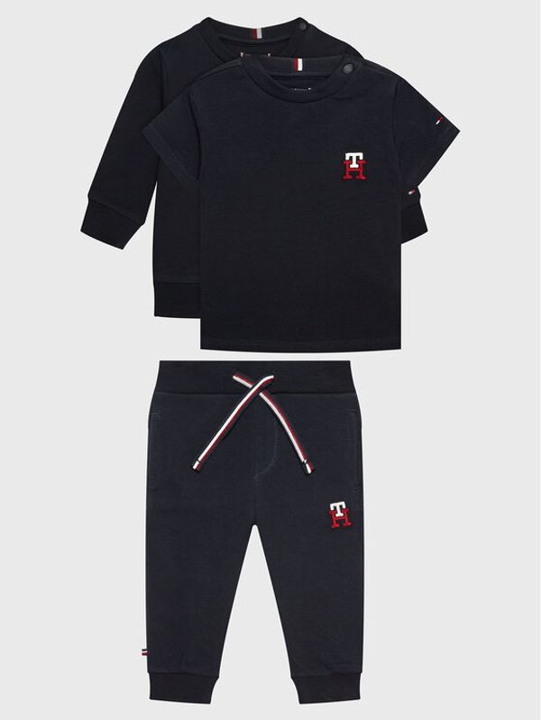 Tommy Hilfiger Tommy Hilfiger Комплект от тишърт, суитшърт и панталони Monogram KN0KN01549 Тъмносин Regular Fit