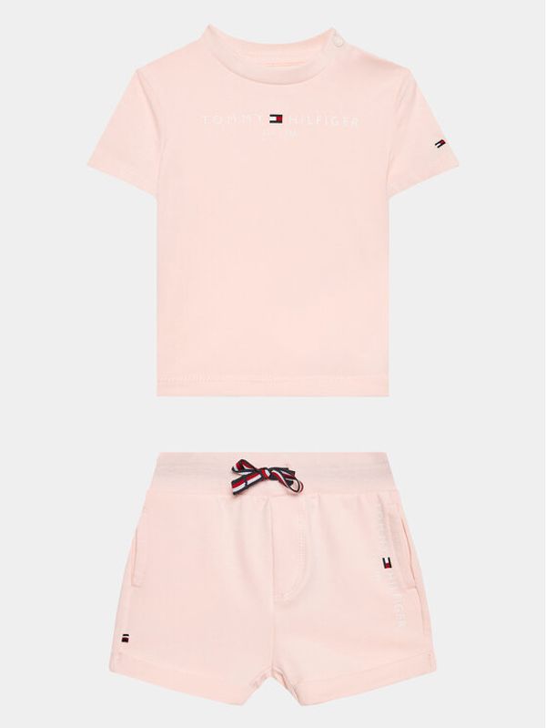 Tommy Hilfiger Tommy Hilfiger Комплект тишърт и спортни шорти Baby Essential KN0KN01488 Розов Regular Fit