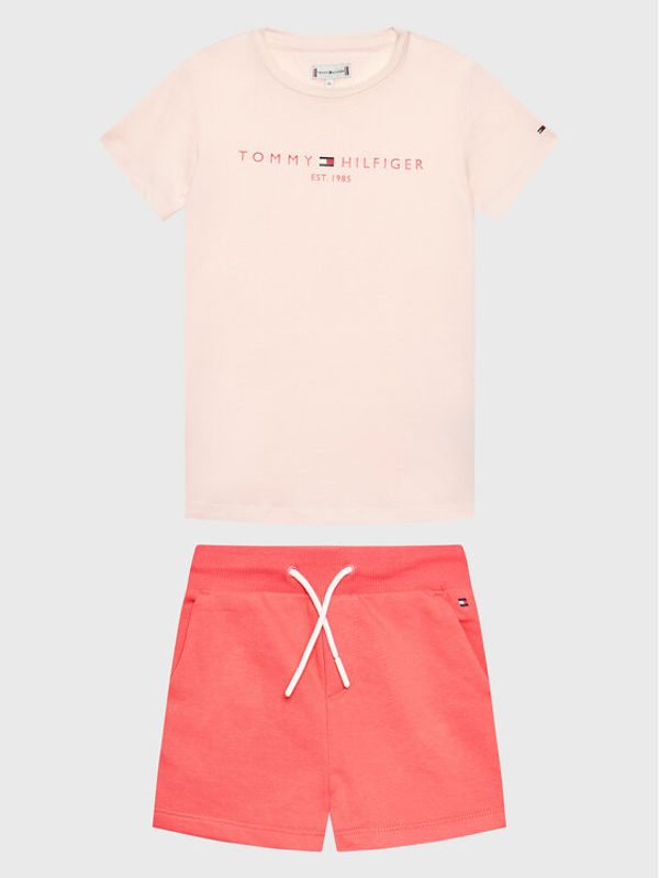 Tommy Hilfiger Tommy Hilfiger Комплект тишърт и спортни шорти KG0KG07281 M Розов Regular Fit