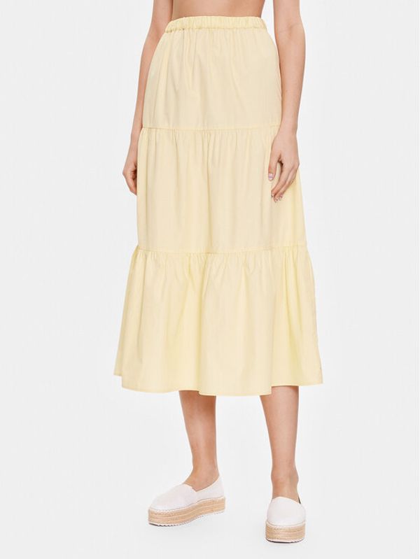 Tommy Hilfiger Tommy Hilfiger Миди пола Poplin Tiered DW0DW15195 Жълт Regular Fit