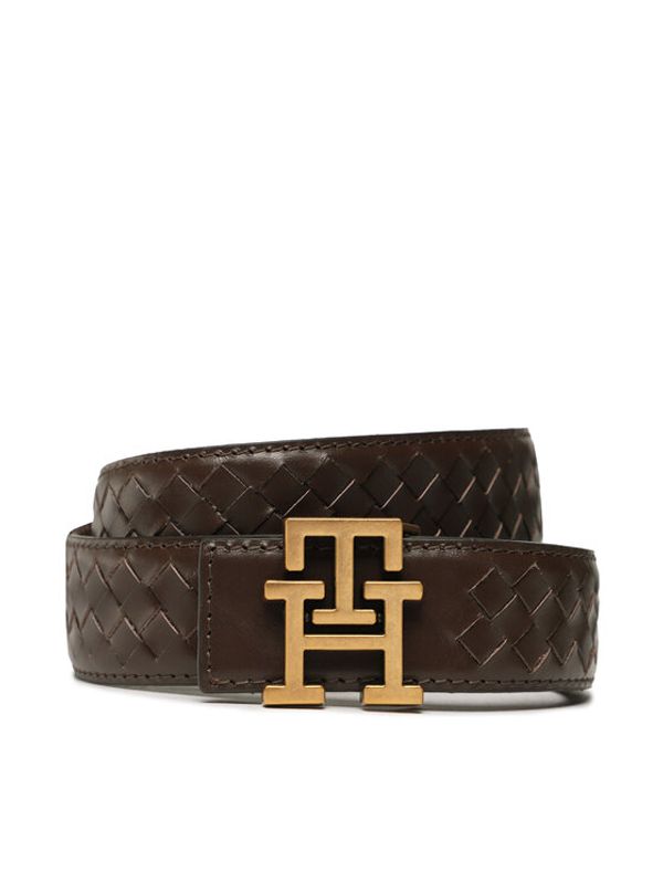 Tommy Hilfiger Tommy Hilfiger Мъжки колан Th Plaque Woven 3.5 Rev AM0AM10853 Кафяв