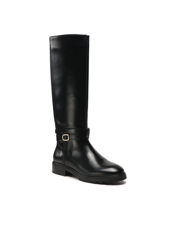 Tommy Hilfiger Tommy Hilfiger Офицерки Leather Belt Longboot FW0FW06758 Черен