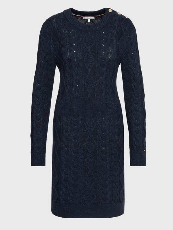 Tommy Hilfiger Tommy Hilfiger Плетена рокля Cable WW0WW37108 Тъмносин Slim Fit