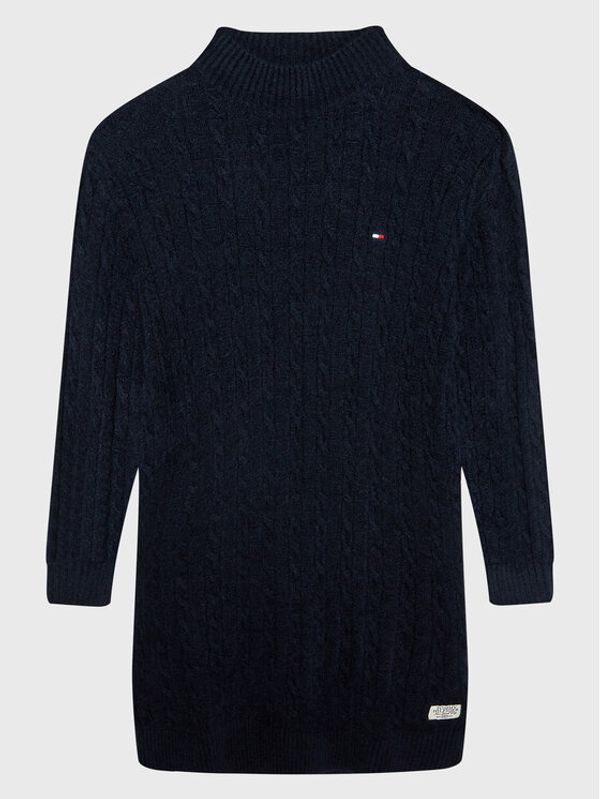 Tommy Hilfiger Tommy Hilfiger Плетена рокля Chenille Cable KG0KG06872 Тъмносин Regular Fit