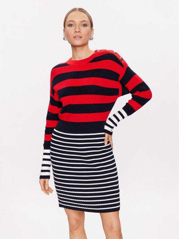 Tommy Hilfiger Tommy Hilfiger Плетена рокля Colorblock Stripe WW0WW37949 Цветен Relaxed Fit