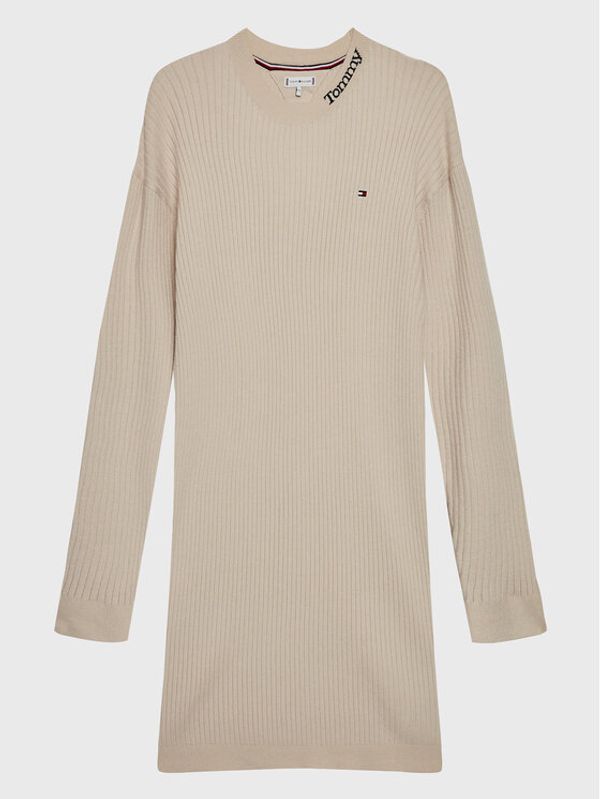 Tommy Hilfiger Tommy Hilfiger Плетена рокля KG0KG07157 D Екрю Regular Fit