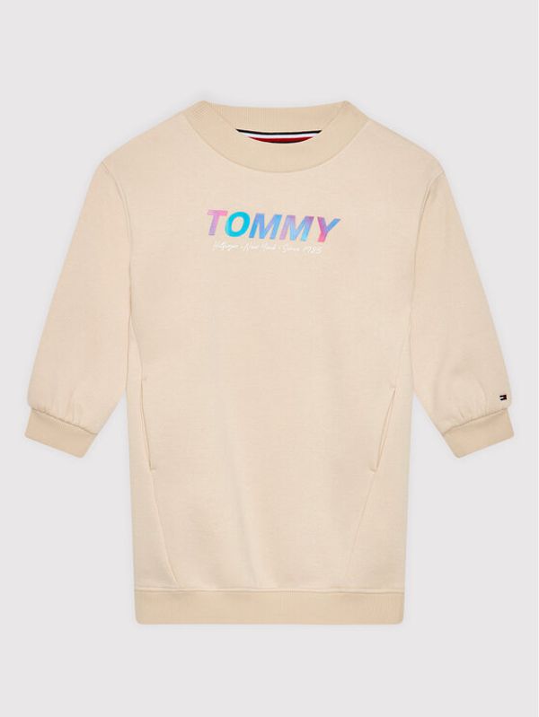 Tommy Hilfiger Tommy Hilfiger Плетена рокля Multi Shine Print KG0KG06124 D Бежов Regular Fit