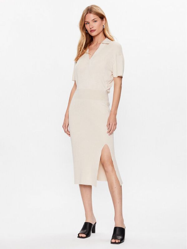 Tommy Hilfiger Tommy Hilfiger Плетена рокля Open Polo WW0WW38886 Бежов Relaxed Fit