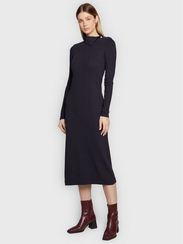 Tommy Hilfiger Tommy Hilfiger Плетена рокля WW0WW37094 Тъмносин Slim Fit