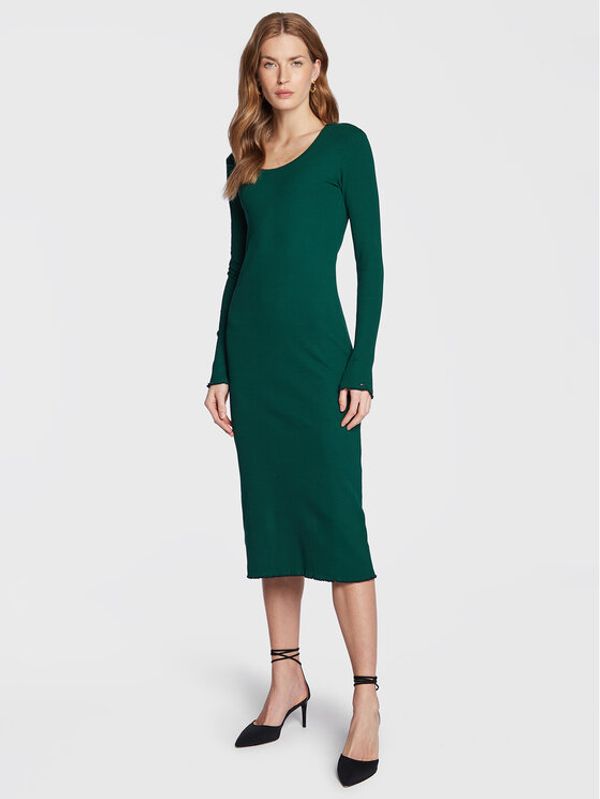 Tommy Hilfiger Tommy Hilfiger Плетена рокля WW0WW37559 Зелен Slim Fit