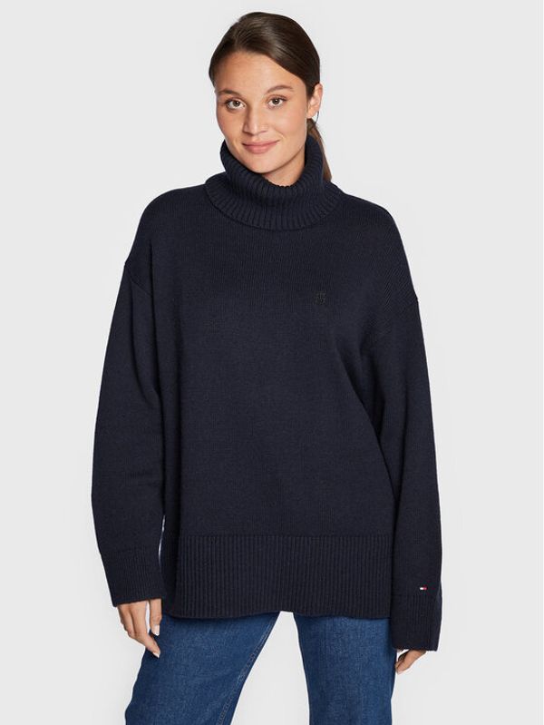 Tommy Hilfiger Tommy Hilfiger Поло Blend WW0WW35763 Тъмносин Oversize