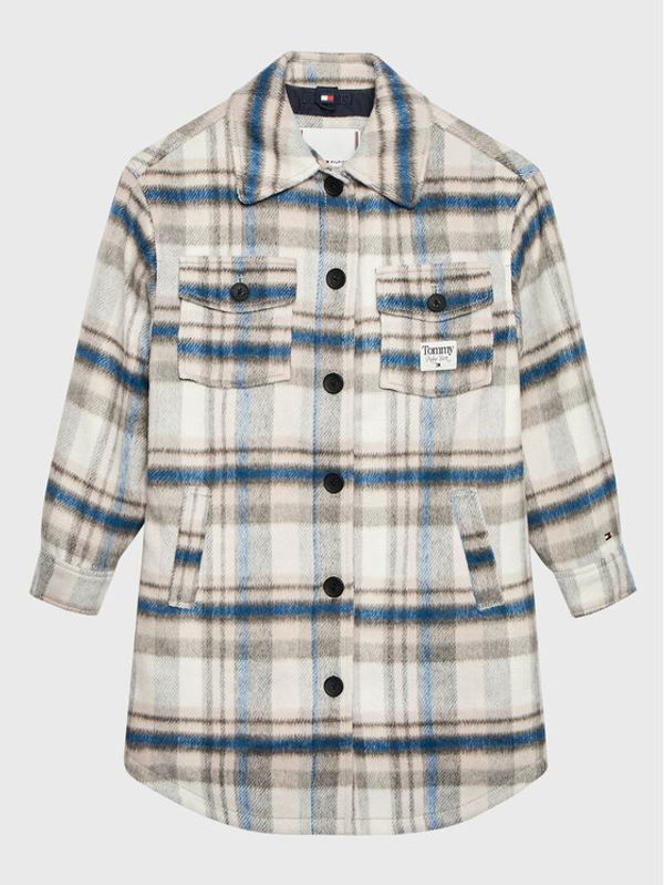 Tommy Hilfiger Tommy Hilfiger Преходно палто Check KG0KG06817 Сив Regular Fit