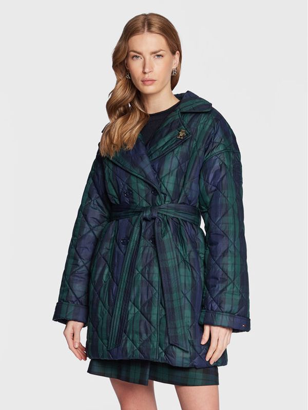 Tommy Hilfiger Tommy Hilfiger Пухено яке Check WW0WW37267 Зелен Relaxed Fit