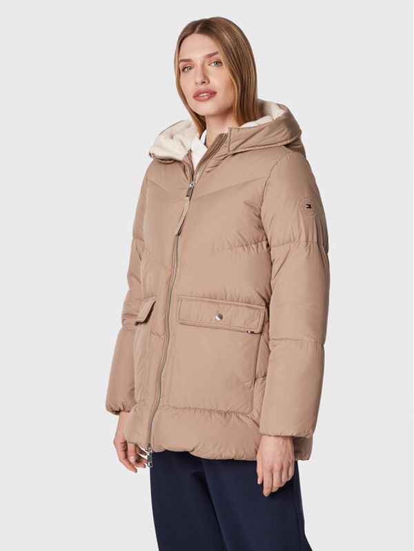 Tommy Hilfiger Tommy Hilfiger Пухено яке Chevron Sorona WW0WW36211 Бежов Relaxed Fit