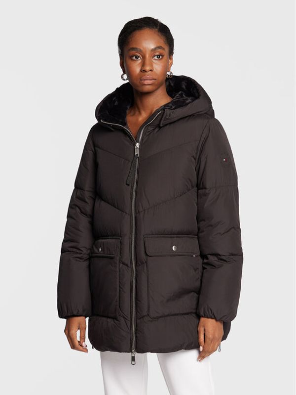 Tommy Hilfiger Tommy Hilfiger Пухено яке Chevron Sorona WW0WW36211 Черен Relaxed Fit