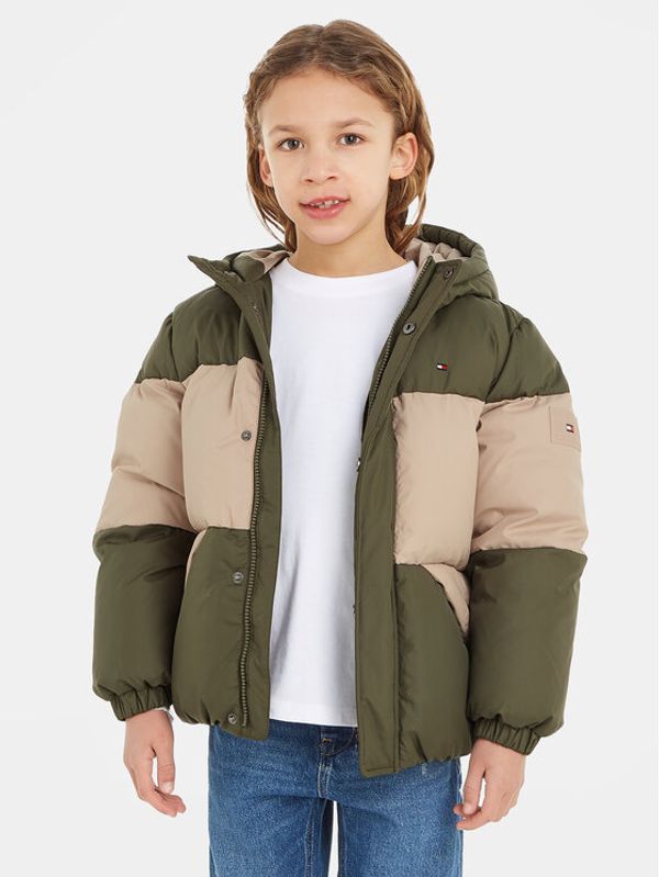 Tommy Hilfiger Tommy Hilfiger Пухено яке Essential Colorblock KB0KB08559 M Зелен Regular Fit