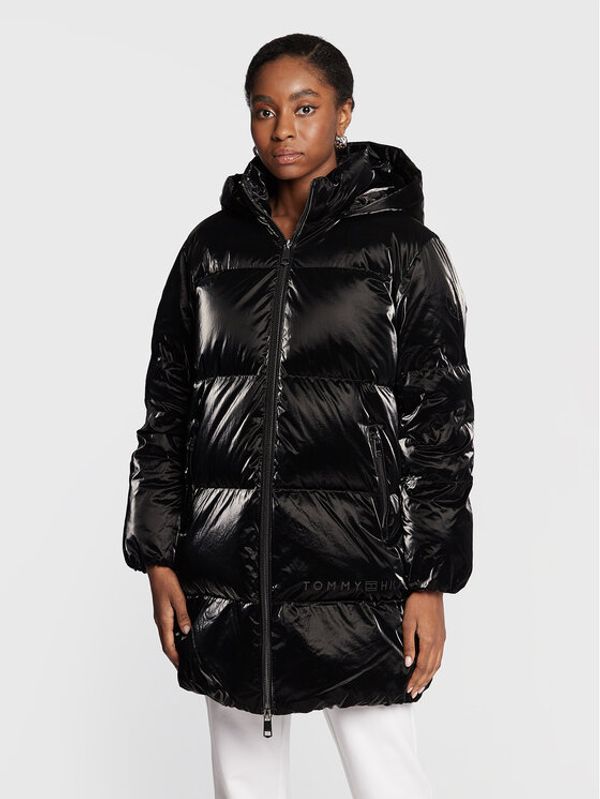 Tommy Hilfiger Tommy Hilfiger Пухено яке Metallic WW0WW35935 Черен Loose Fit