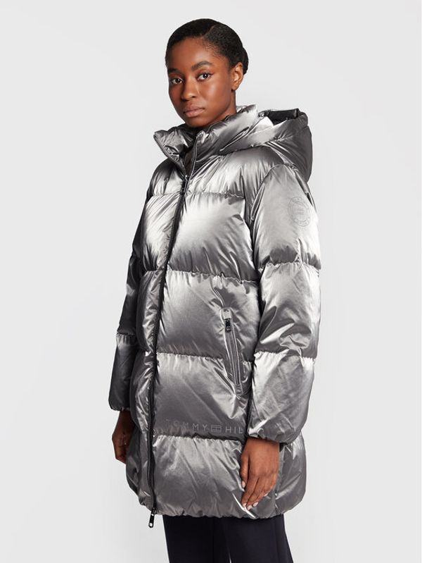 Tommy Hilfiger Tommy Hilfiger Пухено яке Metallic WW0WW35935 Сребрист Loose Fit