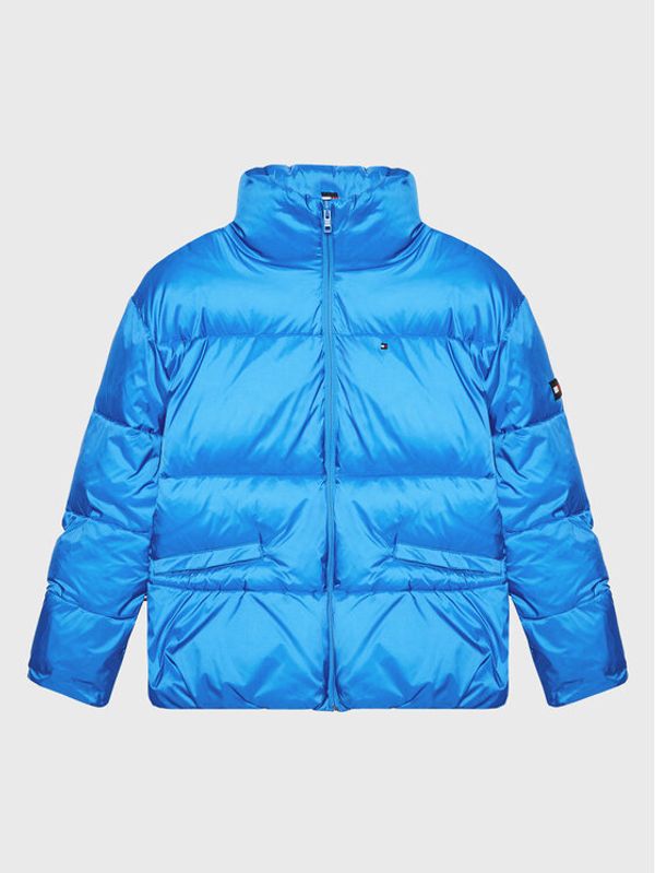 Tommy Hilfiger Tommy Hilfiger Пухено яке Shiny KG0KG06920 Син Boxy Fit