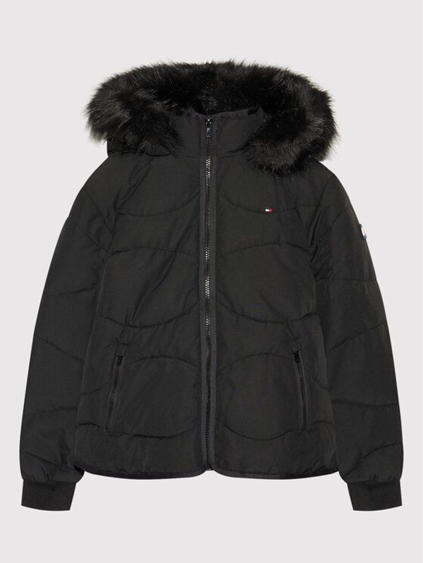 Tommy Hilfiger Tommy Hilfiger Пухено яке Tonal Fur KG0KG05970 D Черен Regular Fit