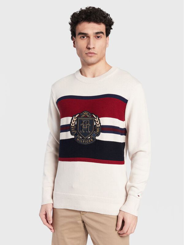 Tommy Hilfiger Tommy Hilfiger Пуловер Seasonal Crest Stripe MW0MW29050 Екрю Relaxed Fit