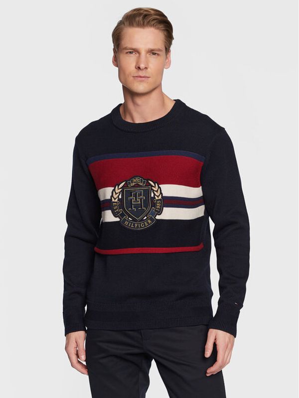 Tommy Hilfiger Tommy Hilfiger Пуловер Seasonal Crest Stripe MW0MW29050 Тъмносин Relaxed Fit