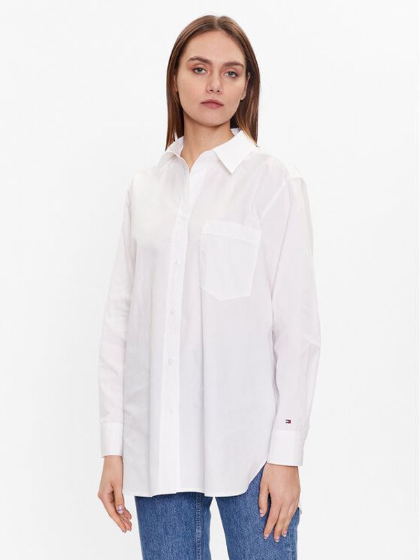 Tommy Hilfiger Tommy Hilfiger Риза 1985 WW0WW39198 Бял Oversize