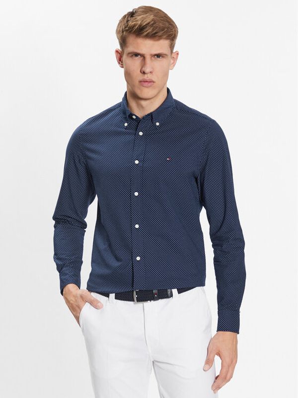 Tommy Hilfiger Tommy Hilfiger Риза Micro Dot Print MW0MW31777 Тъмносин Slim Fit