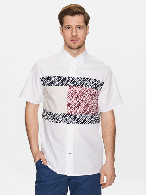 Tommy Hilfiger Tommy Hilfiger Риза Monogram Blocking MW0MW30628 Бял Regular Fit