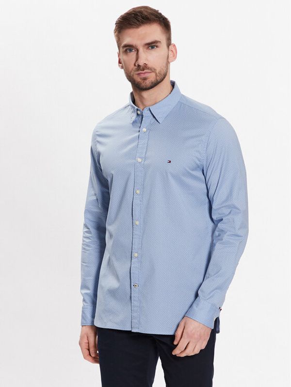 Tommy Hilfiger Tommy Hilfiger Риза Natural Soft Mini Print MW0MW30689 Син Slim Fit