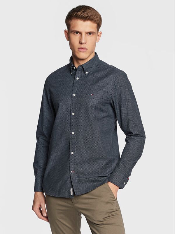 Tommy Hilfiger Tommy Hilfiger Риза Oxford Mini Print MW0MW29153 Тъмносин Slim Fit