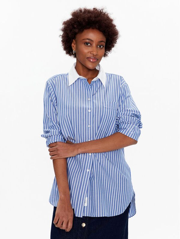 Tommy Hilfiger Tommy Hilfiger Риза Prep Stp WW0WW37142 Син Oversize