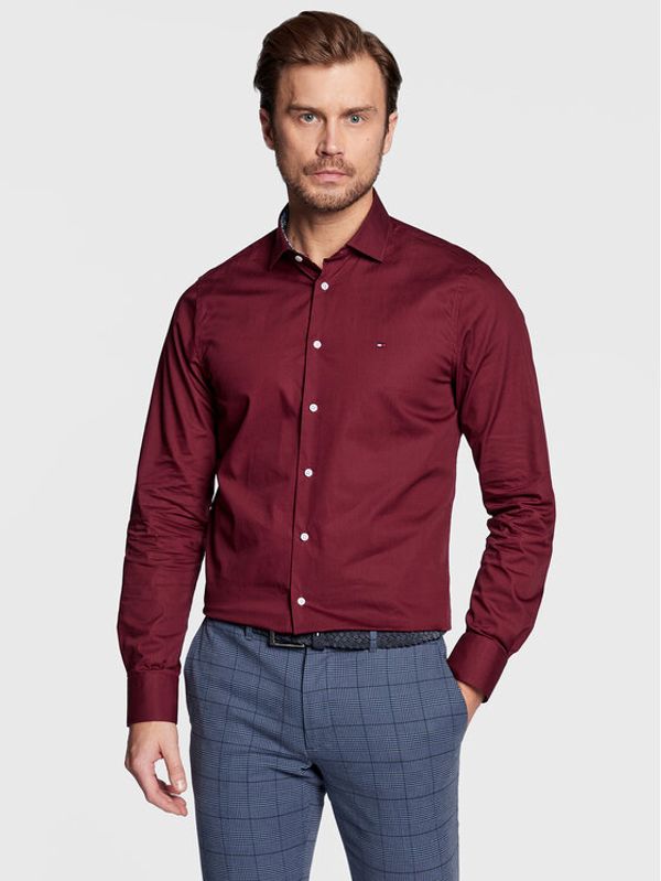 Tommy Hilfiger Tommy Hilfiger Риза Solid MW0MW29136 Бордо Slim Fit