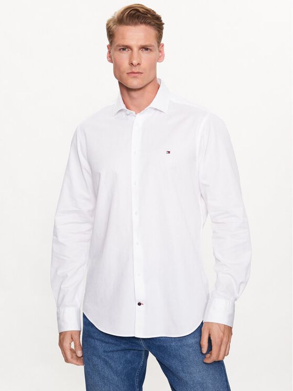 Tommy Hilfiger Tommy Hilfiger Риза Solid MW0MW31856 Бял Slim Fit