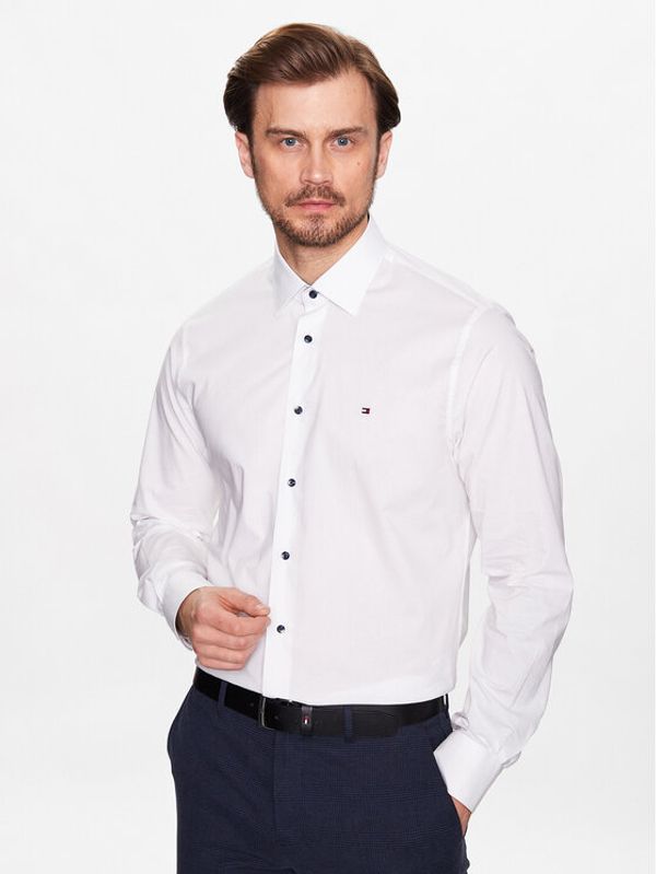 Tommy Hilfiger Tommy Hilfiger Риза Stretch Solid MW0MW30629 Бял Regular Fit