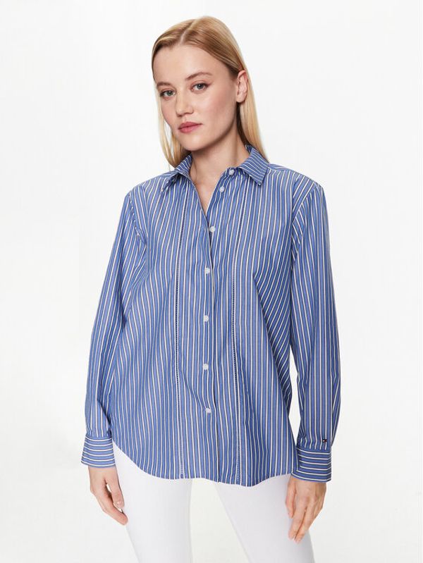 Tommy Hilfiger Tommy Hilfiger Риза Stripe WW0WW37996 Тъмносин Relaxed Fit
