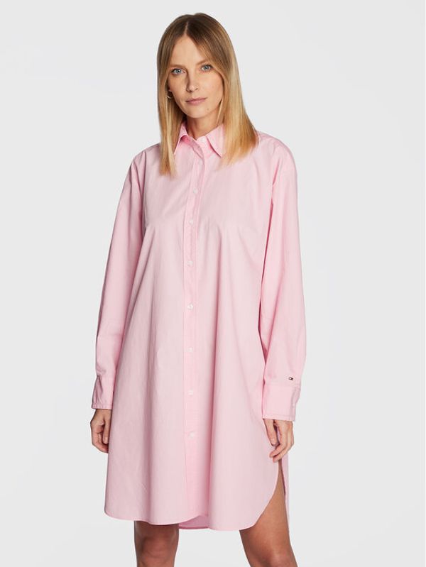 Tommy Hilfiger Tommy Hilfiger Рокля тип риза Solid WW0WW37102 Розов Oversize