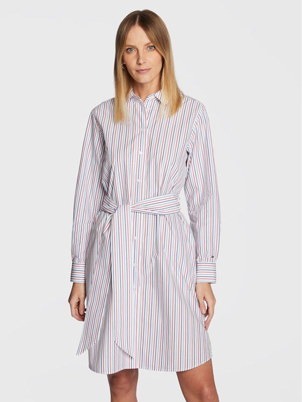 Tommy Hilfiger Tommy Hilfiger Рокля тип риза WW0WW37116 Бял Regular Fit
