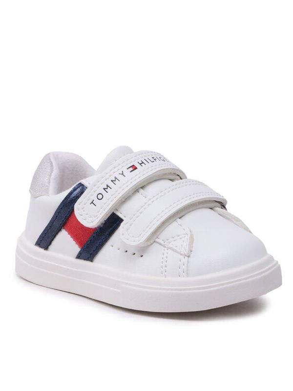 Tommy Hilfiger Tommy Hilfiger Сникърси Flag Low Cut Velcro SneakerT1A9-32683-1355 M Бял