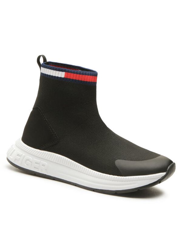 Tommy Hilfiger Tommy Hilfiger Сникърси Sock Sneaker T3X9-32894-0702 S Черен